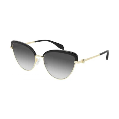 (Women) Alexander McQueen Cat-Eye Metal Sunglasses Black AM0257S-001 58