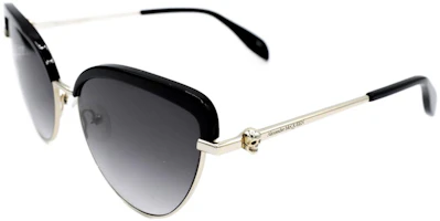 Shop (W) Alexander McQueen Gafas de Sol de Metal Ojo de Gato Negras AM0257S-001 58