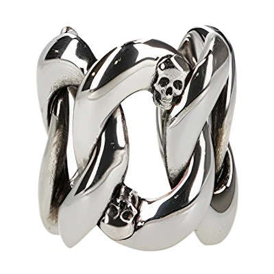 (Women) Alexander McQueen Chic Elegant Brass Ring Silver. 650457-J160Y-0446
