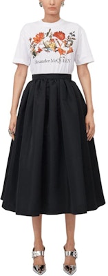 (Women) Alexander McQueen Floral Letter Print White Crewneck T-Shirt SS24 781466-QZALQ-0900 Lookbook (Women) Alexander McQueen Floral Letter Print White Crewneck T-Shirt SS24 781466-QZALQ-0900