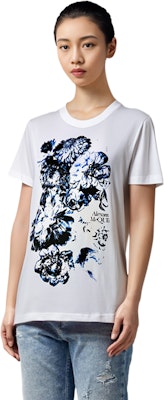 (Women) Alexander McQueen Floral Letter Print White Crewneck T-Shirt 781608-QZALS-0900 Shop (Women) Alexander McQueen Floral Letter Print White Crewneck T-Shirt 781608-QZALS-0900