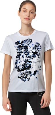 (Women) Alexander McQueen Floral Letter Print White Crewneck T-Shirt 781608-QZALS-0900 Purchase (Women) Alexander McQueen Floral Letter Print White Crewneck T-Shirt 781608-QZALS-0900