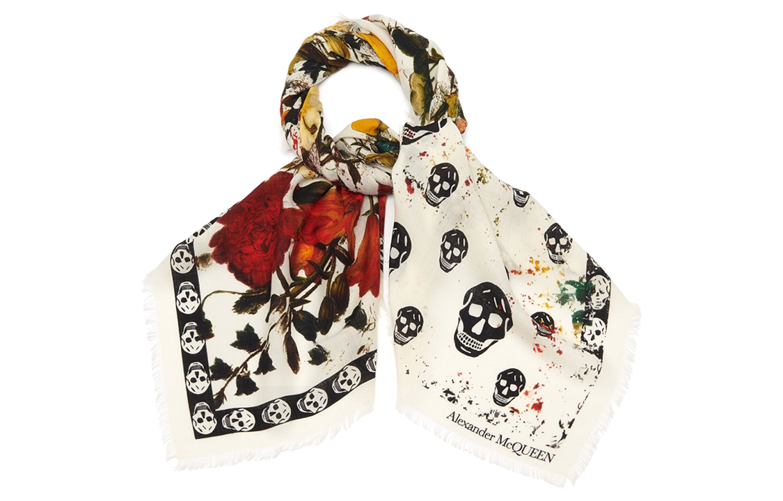Lookbook (W) Alexander McQueen 白色花卉骷髏羊毛圍巾 7798943222Q9274