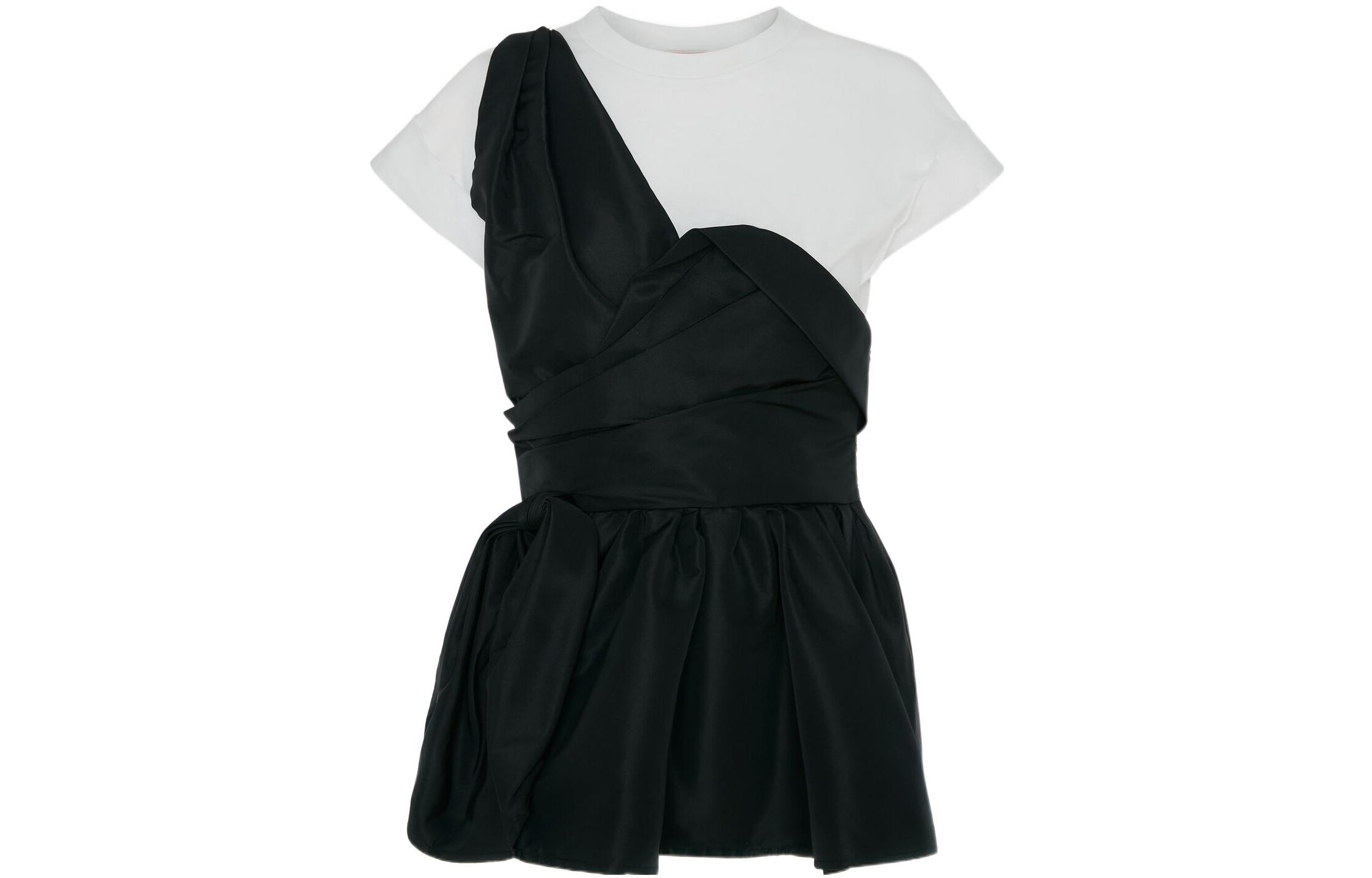 (Women) Alexander McQueen  FW22 Black White Short Sleeve Layered T-Shirt. 707098-QLAB9-0909 圖 2