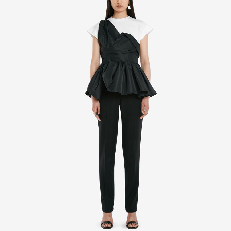 (Women) Alexander McQueen  FW22 Black White Short Sleeve Layered T-Shirt. 707098-QLAB9-0909 圖 3