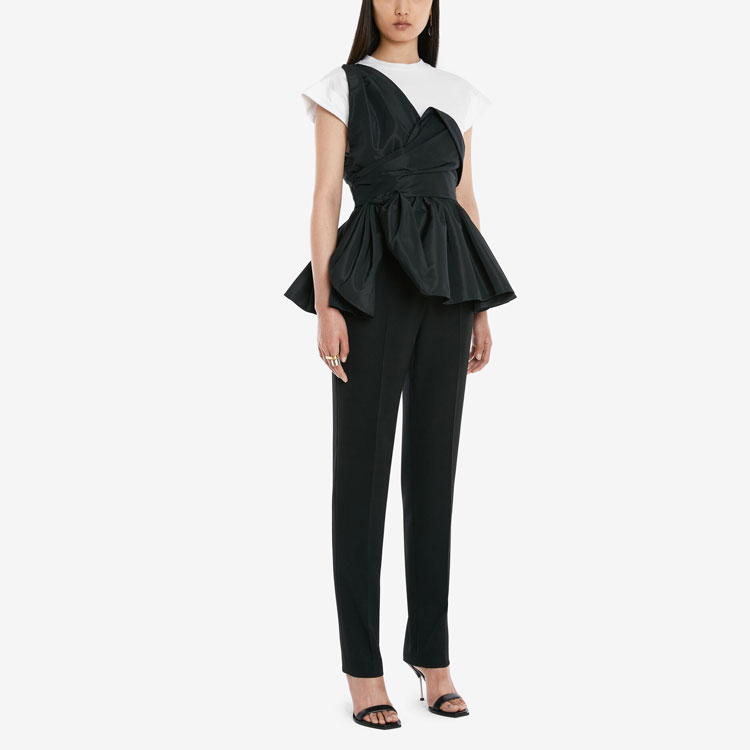 (Women) Alexander McQueen  FW22 Black White Short Sleeve Layered T-Shirt. 707098-QLAB9-0909 圖 4