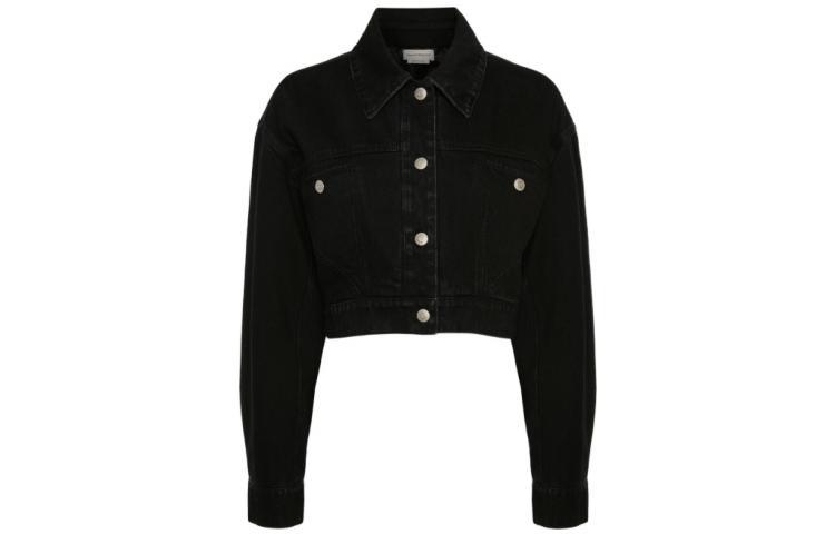 Order (Women) Alexander McQueen  FW22 Oversized Cropped Denim Jacket Black 718516-QMAB5-1000