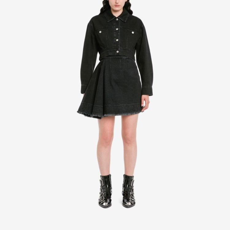 Lookbook (Women) Alexander McQueen  FW22 Oversized Cropped Denim Jacket Black 718516-QMAB5-1000