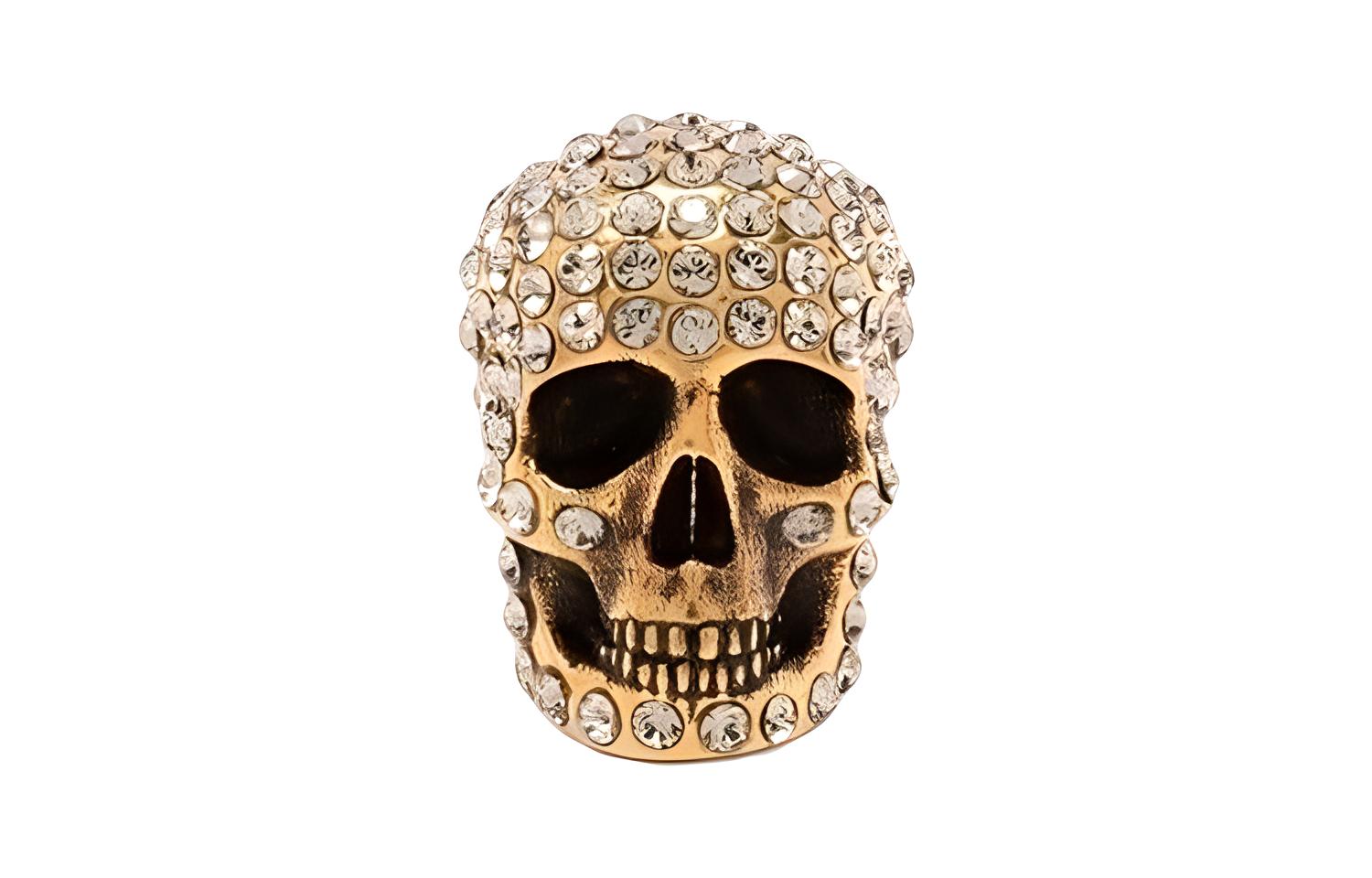 (Women) Alexander McQueen  Gold Brass Earrings with Crystal Skull Design. 710492J160T7286