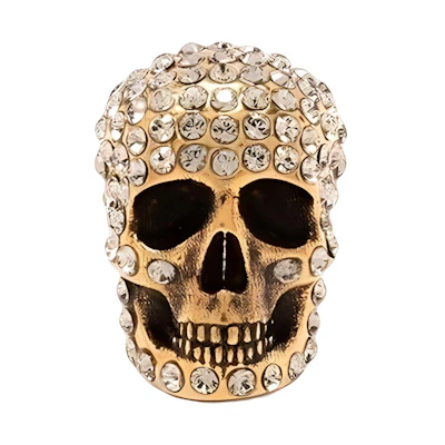 (Women) Alexander McQueen Gold Brass Earrings with Crystal Skull Design. 710492J160T7286
