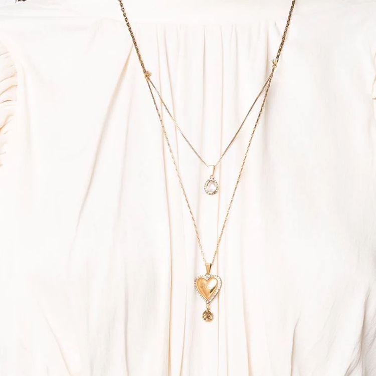 Shop (W) 亞歷山大麥昆金色黃銅吊墜項鍊 700555J160T7114