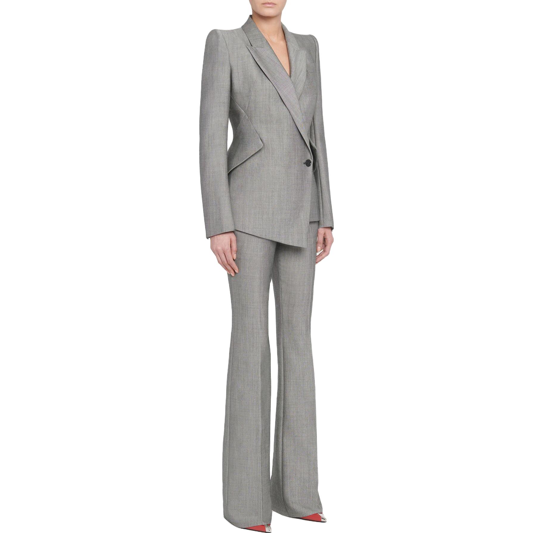 Purchase (W) アレキサンダー・マックイーン グレー ソリッド ワイドレッグ カジュアルパンツ 585101-QJABD-1080