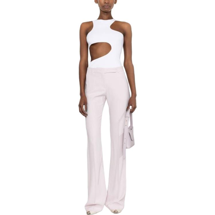 Lookbook (W) Alexander McQueen Pantalones Casuales Rosa Acampanados Talle Medio Color Liso 585076-QEAAA-5093