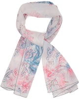 (Women) Alexander McQueen Printed Silk Scarf White Multicolor 684997-3060Q-9274 (Women) Alexander McQueen Printed Silk Scarf White Multicolor 684997-3060Q-9274