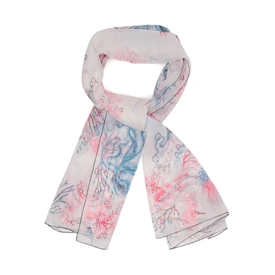 (Women) Alexander McQueen Printed Silk Scarf White Multicolor 684997-3060Q-9274