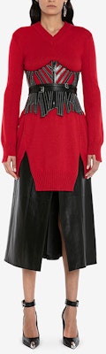 (W) Alexander McQueen Baju Sweater Cashmere Merah Korset Knit FW22. 710271-Q1A3O-6040 Lookbook (W) Alexander McQueen Baju Sweater Cashmere Merah Korset Knit FW22. 710271-Q1A3O-6040