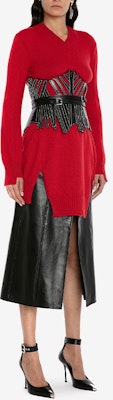 (W) Alexander McQueen Baju Sweater Cashmere Merah Korset Knit FW22. 710271-Q1A3O-6040 Purchase (W) Alexander McQueen Baju Sweater Cashmere Merah Korset Knit FW22. 710271-Q1A3O-6040