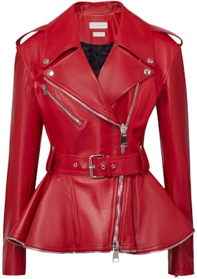 (Women) Alexander McQueen Red Solid Zip-Up Collar Long-Sleeve Jacket. 757992-Q5ALT-6040 Order (Women) Alexander McQueen Red Solid Zip-Up Collar Long-Sleeve Jacket. 757992-Q5ALT-6040