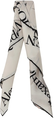 (W) 亞歷山大麥昆 白色/黑色絲質標誌印花圍巾 7746663001Q9260 Lookbook (W) 亞歷山大麥昆 白色/黑色絲質標誌印花圍巾 7746663001Q9260