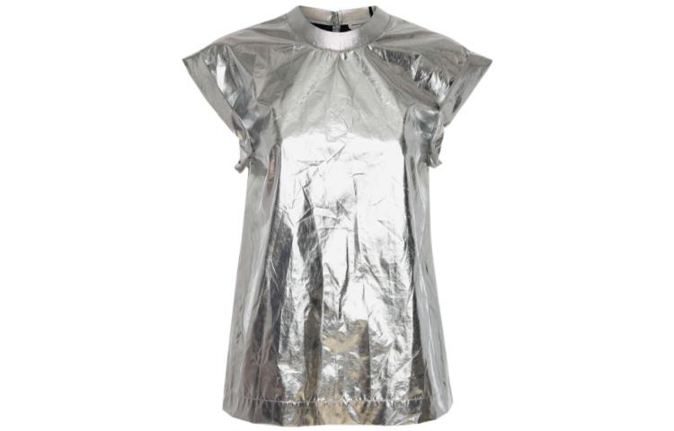 Order (Women) Alexander McQueen  Silver Sleeveless Relaxed Fit Crew Neck T-Shirt FW22 710340-QEAD3-1063