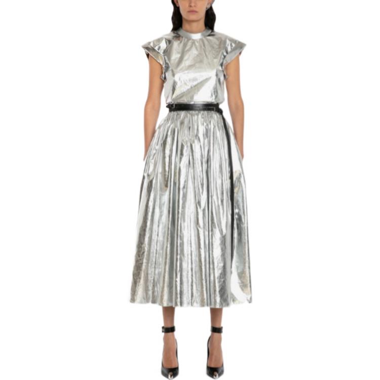 Lookbook (Women) Alexander McQueen  Silver Sleeveless Relaxed Fit Crew Neck T-Shirt FW22 710340-QEAD3-1063