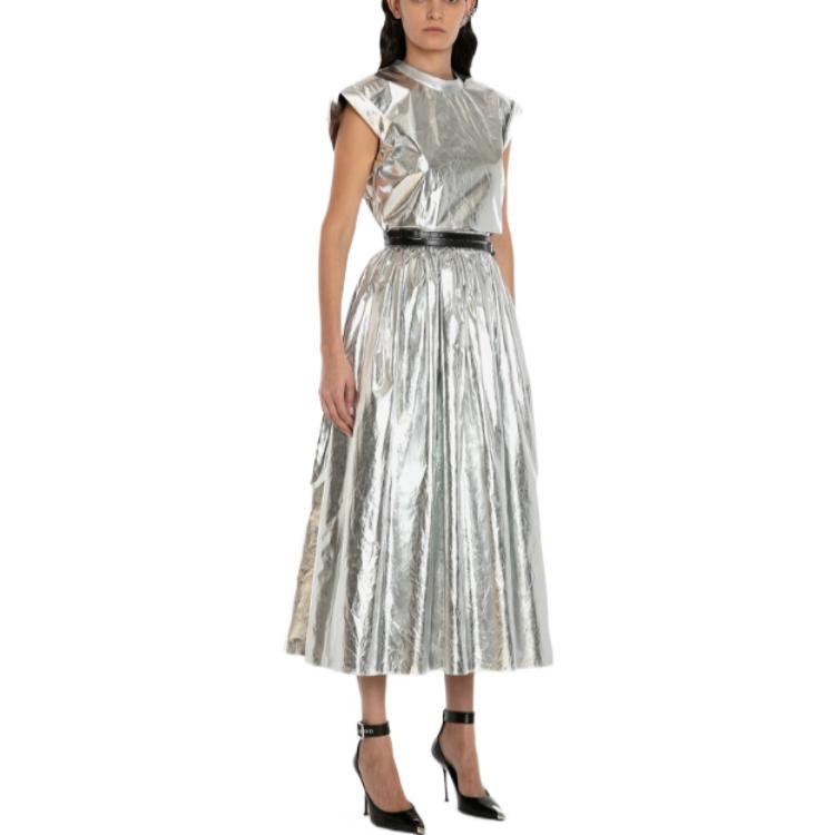 Purchase (Women) Alexander McQueen  Silver Sleeveless Relaxed Fit Crew Neck T-Shirt FW22 710340-QEAD3-1063