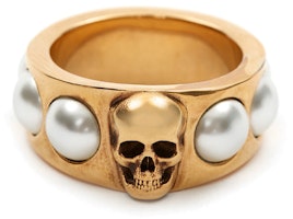 (Women) Alexander McQueen Skull Pearl Fashion Ring - Gold. 734747-I170A-2375 (Women) Alexander McQueen Skull Pearl Fashion Ring - Gold. 734747-I170A-2375
