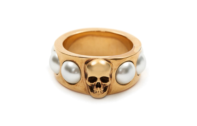 Order (Women) Alexander McQueen  Skull Pearl Fashion Ring - Gold. 734747-I170A-2375