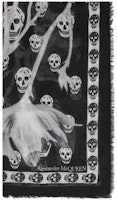 (Women) Alexander McQueen Skull Print Wool Scarf Black 7101123943Q1078 (Women) Alexander McQueen Skull Print Wool Scarf Black 7101123943Q1078