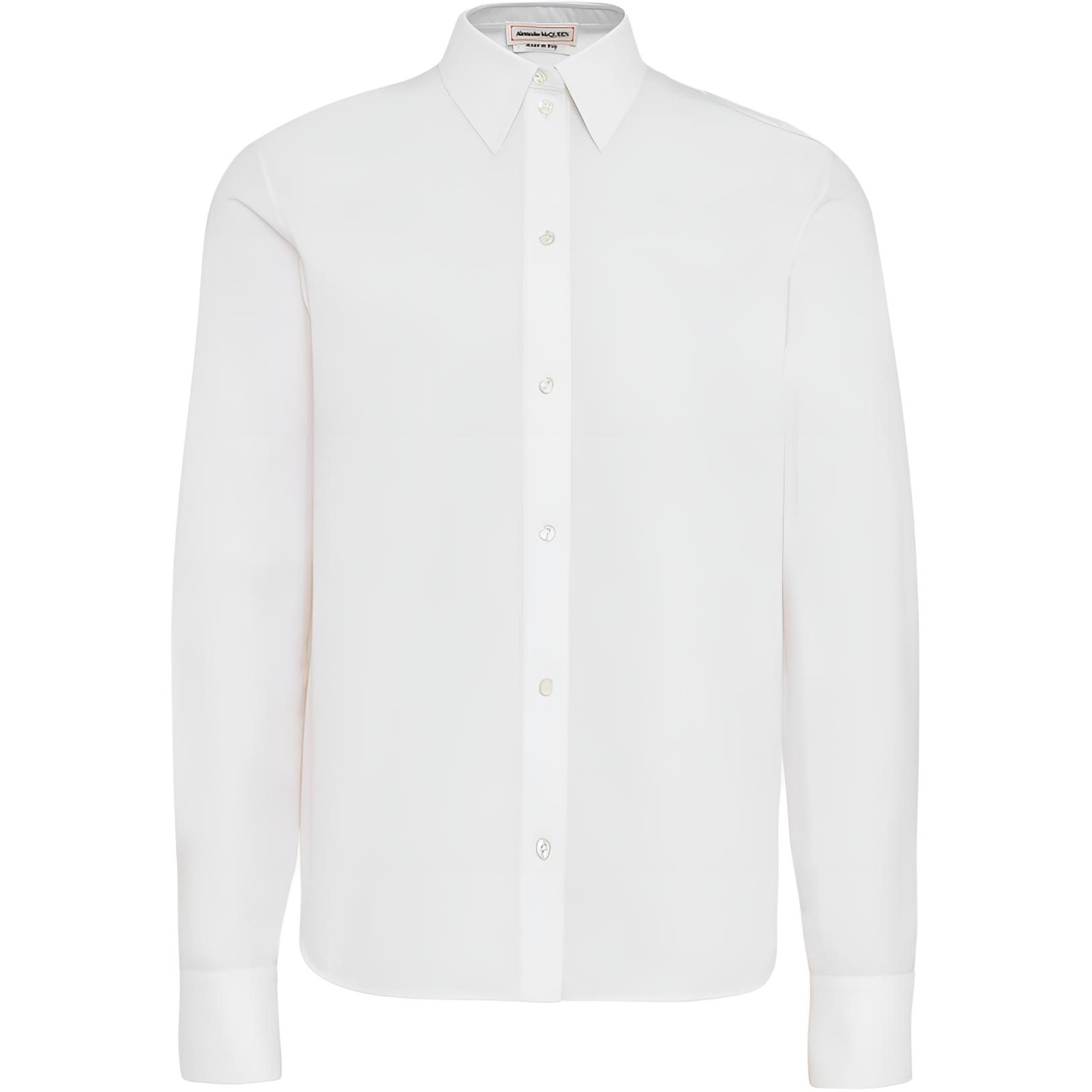 (Women) Alexander McQueen  Solid Button-Up Shirt White 757139-QAABC-9000