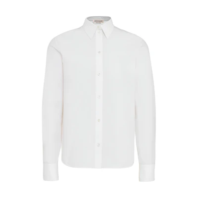 (Women) Alexander McQueen Solid Button-Up Shirt White 757139-QAABC-9000