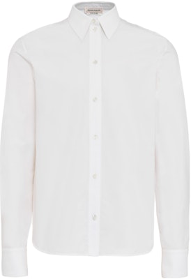 (Women) Alexander McQueen Solid Button-Up Shirt White 757139-QAABC-9000 Order (Women) Alexander McQueen Solid Button-Up Shirt White 757139-QAABC-9000