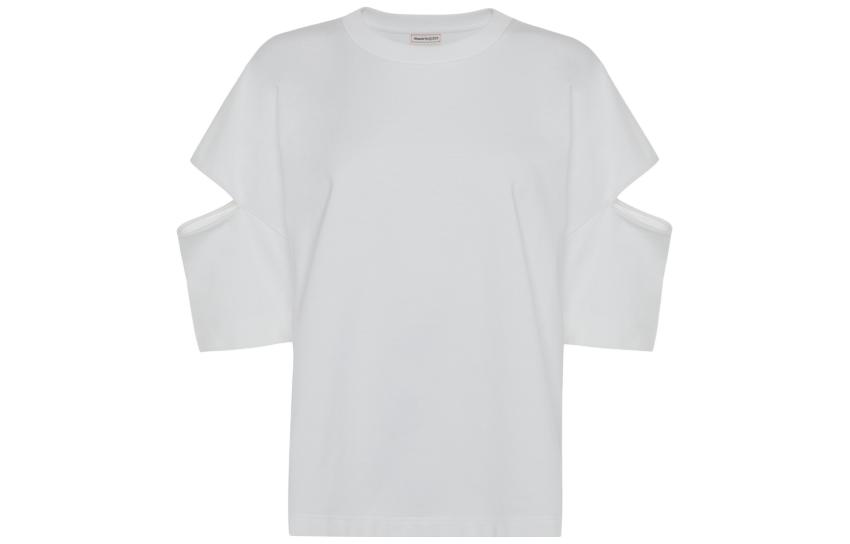 (Women) Alexander McQueen  Solid Color Cotton Crewneck T-Shirt 739097-QLAB7-9000