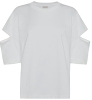 (Women) Alexander McQueen Solid Color Cotton Crewneck T-Shirt 739097-QLAB7-9000 (Women) Alexander McQueen Solid Color Cotton Crewneck T-Shirt 739097-QLAB7-9000