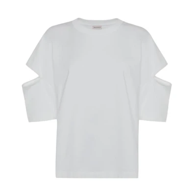 (Women) Alexander McQueen Solid Color Cotton Crewneck T-Shirt 739097-QLAB7-9000