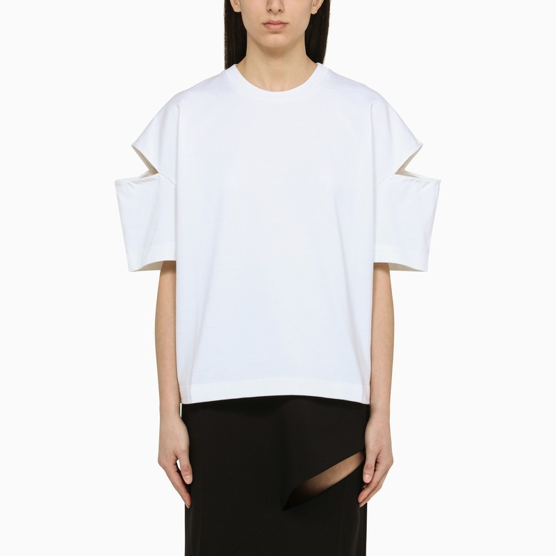 Purchase (Women) Alexander McQueen  Solid Color Cotton Crewneck T-Shirt 739097-QLAB7-9000