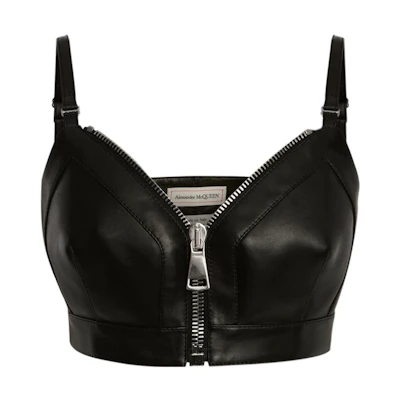 (Women) Alexander McQueen Solid Color Leather Strap with Chunky Zipper. 688582-Q5AH2-1000