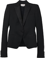 (Women) Alexander McQueen Solid Single-Button Long Sleeve Blazer Black 802270-QJADK-1000 (Women) Alexander McQueen Solid Single-Button Long Sleeve Blazer Black 802270-QJADK-1000