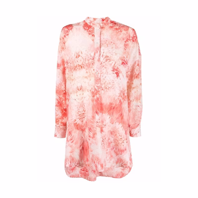 (Women) Alexander McQueen SS22 Red Printed Long Sleeve Shirt Dress. 685445-QCAE0-6047