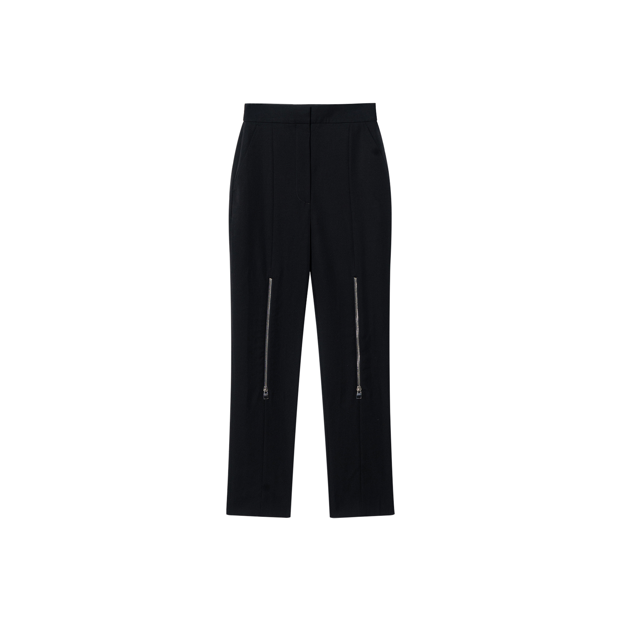 (Women) Alexander McQueen  SS23 Straight-Leg Casual Pants with Zipper Detail. 756388-QJAAC-1000