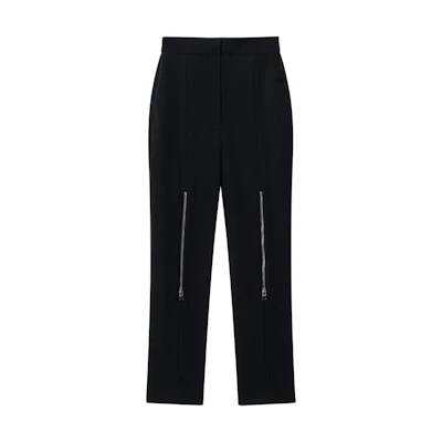 (Women) Alexander McQueen SS23 Straight-Leg Casual Pants with Zipper Detail. 756388-QJAAC-1000