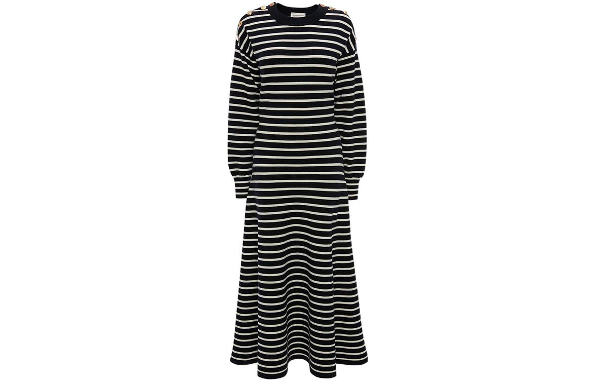 (Women) Alexander McQueen  Striped Knit Long Sleeve Dress 688628-Q1AZG-4127