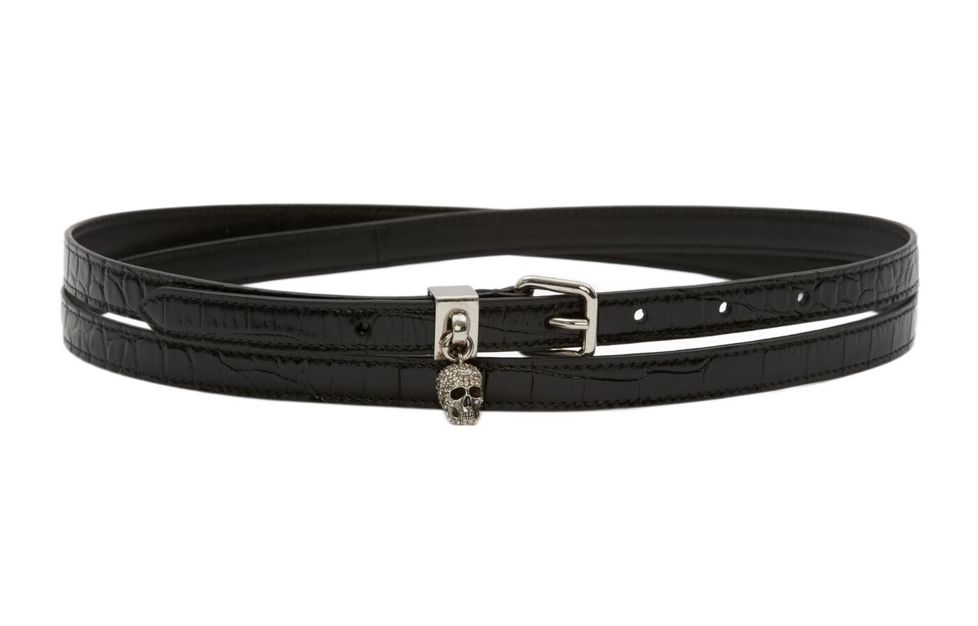 (Women) Alexander McQueen  Stylish Classic Pin Buckle Belt - 1.3cm Width. 687076-1HB0Y-1000