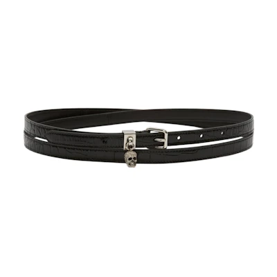 (Women) Alexander McQueen Stylish Classic Pin Buckle Belt - 1.3cm Width. 687076-1HB0Y-1000