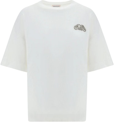 (Women) Alexander McQueen White Crewneck Casual Short Sleeve T-Shirt 781546-QLAC5-9000 Buy (Women) Alexander McQueen White Crewneck Casual Short Sleeve T-Shirt 781546-QLAC5-9000