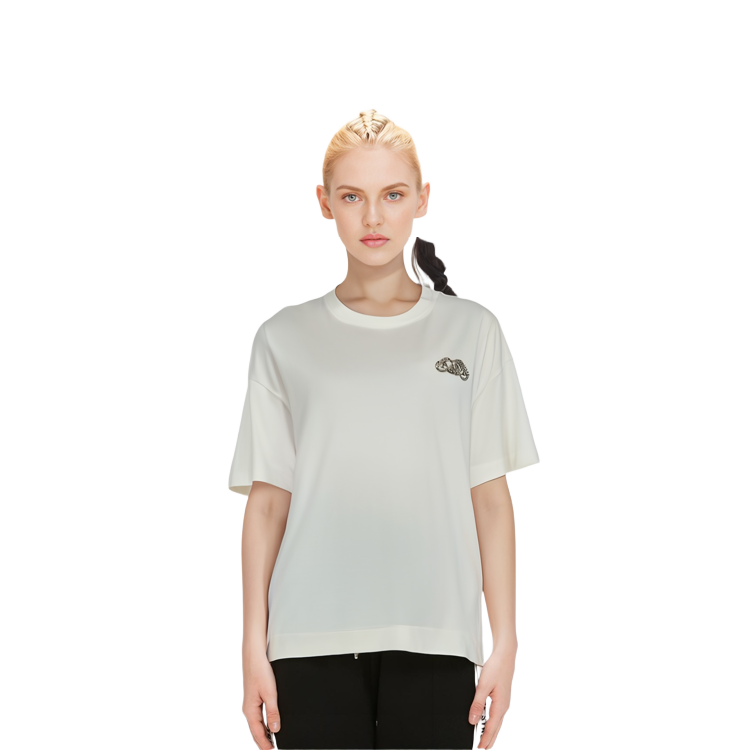 Shop (Women) Alexander McQueen  White Crewneck Casual Short Sleeve T-Shirt 781546-QLAC5-9000