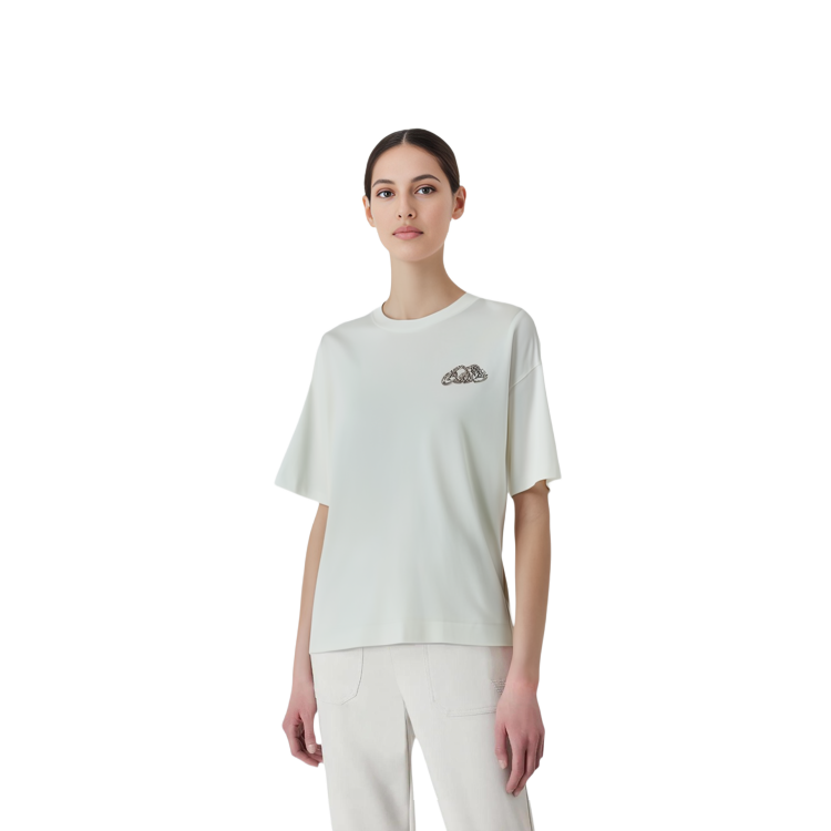 Purchase (Women) Alexander McQueen  White Crewneck Casual Short Sleeve T-Shirt 781546-QLAC5-9000