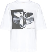 (Women) Alexander McQueen White Graphic Print Crewneck Short Sleeve T-Shirt 769754-QZAKH-0900 (Women) Alexander McQueen White Graphic Print Crewneck Short Sleeve T-Shirt 769754-QZAKH-0900