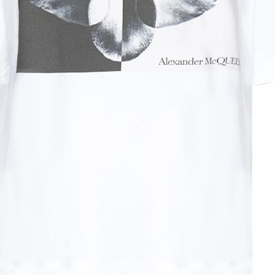 (Women) Alexander McQueen White Graphic Print Crewneck Short Sleeve T-Shirt 769754-QZAKH-0900 Details for (Women) Alexander McQueen White Graphic Print Crewneck Short Sleeve T-Shirt 769754-QZAKH-0900