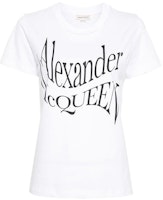 (Women) Alexander McQueen White Logo Slim Fit Crewneck T-Shirt 781403-QZALT-0900 (Women) Alexander McQueen White Logo Slim Fit Crewneck T-Shirt 781403-QZALT-0900